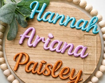 Personalised Iron On Name Patch for Christmas Stocking | Custom Embroidered Text Label | DIY Denim Jacket Bag Hat | Custom Name Tape