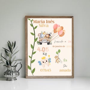 Póster de nacimiento personalizado | Con nombre, peso, altura y hora | Versión digital o impresa | Decoración para habitación de bebé