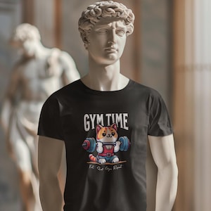 Gym Time Cat T-Shirt, Fitness Apparel, Cat Lover Gift, Workout Shirt, Funny Gym Tee, Cute Cartoon Tee, Gift for her, Cute cat, Gift for him