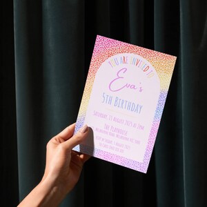 Rainbow Kids Birthday Invitation | Editable Birthday Party Invite | Printable Digital Template | Girls Party Invitation