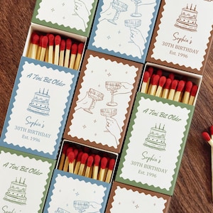 Personalized 30th Birthday Matchboxes A Tini Bit Older Party Matchbook Favors Girls Night Cocktail Birthday Wedding Shower Matches