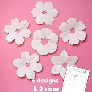 Spring Flower Craft Printable Cut Out Template for Kids Fold and Cut Activity Bulletin Board Decor Paper Flower Patterns Classroom Display