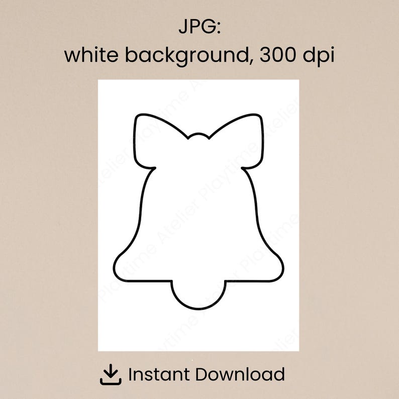 Printable Bell Template With Bow Cut Out Patterns PDF PNG