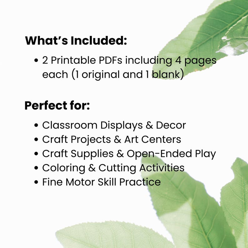Printable Leaf Cut Out Template for Kids Craft Activity Pre-k Classroom ...