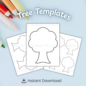 Printable Tree Template Cut Out PDF Blank Tree Outline Pattern Preschool Scissor Skills Cutting Practice Classroom Decor Coloring Craft