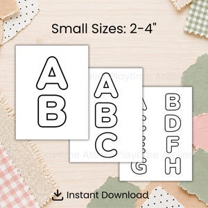 Printable Bubble Letters 7 6 5 4 3 2 inch Cut Out Template 6 sizes A-Z Alphabet Stencil PDF Craft Outlines Classroom Decor Coloring Pages image 3