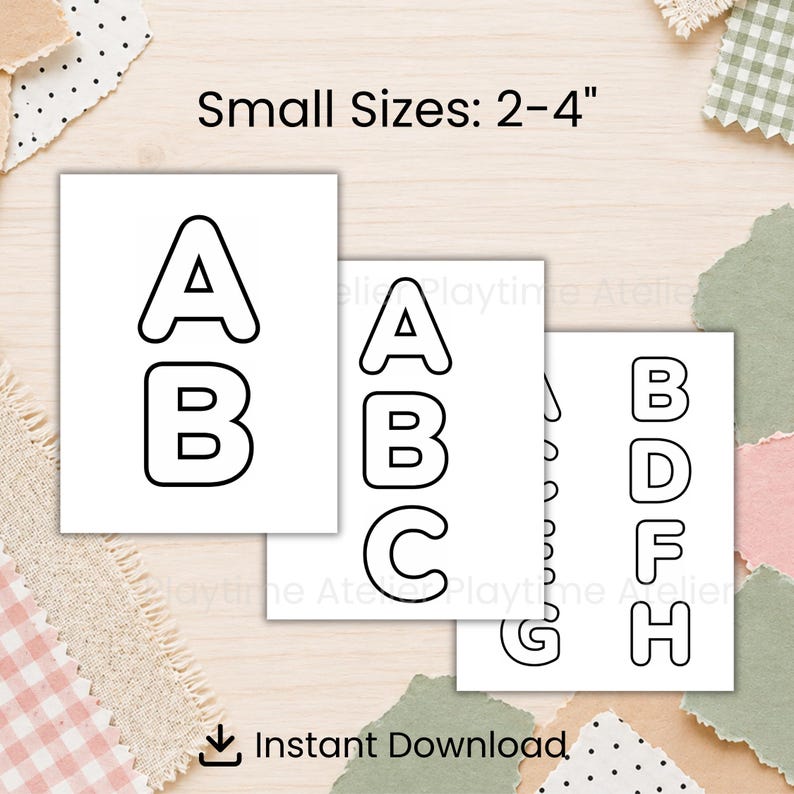 Printable Bubble Letters 7 6 5 4 3 2 inch Cut Out Template 6 sizes A-Z Alphabet Stencil PDF Craft Outlines Classroom Decor Coloring Pages image 3