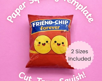 Paper Squishy Template DIY Printable PDF Food Chip Bag Squishes Craft for Kids Make Your Own Paper Squishy Toy Color Cut and Assemble