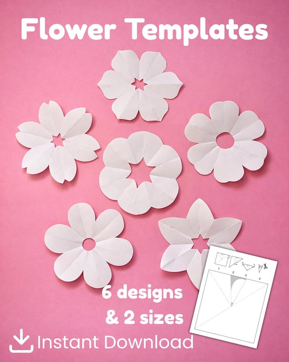 Spring Flower Craft Printable Cut Out Template for Kids Fold and Cut Activity Bulletin Board Decor Paper Flower Patterns Classroom Display
