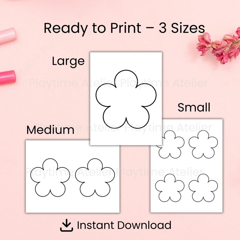 Printable Flower Template Cut Out Patterns Spring Nature Craft PDF for ...