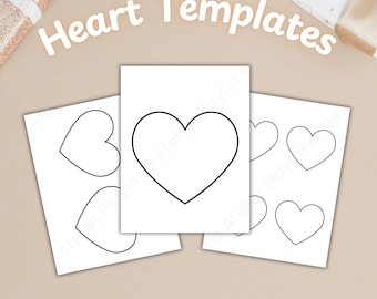 Printable Heart Template Cut Out Patterns PDF Kids Valentine Craft Classroom Bulletin Board Decor Preschool Coloring Cutting Activities
