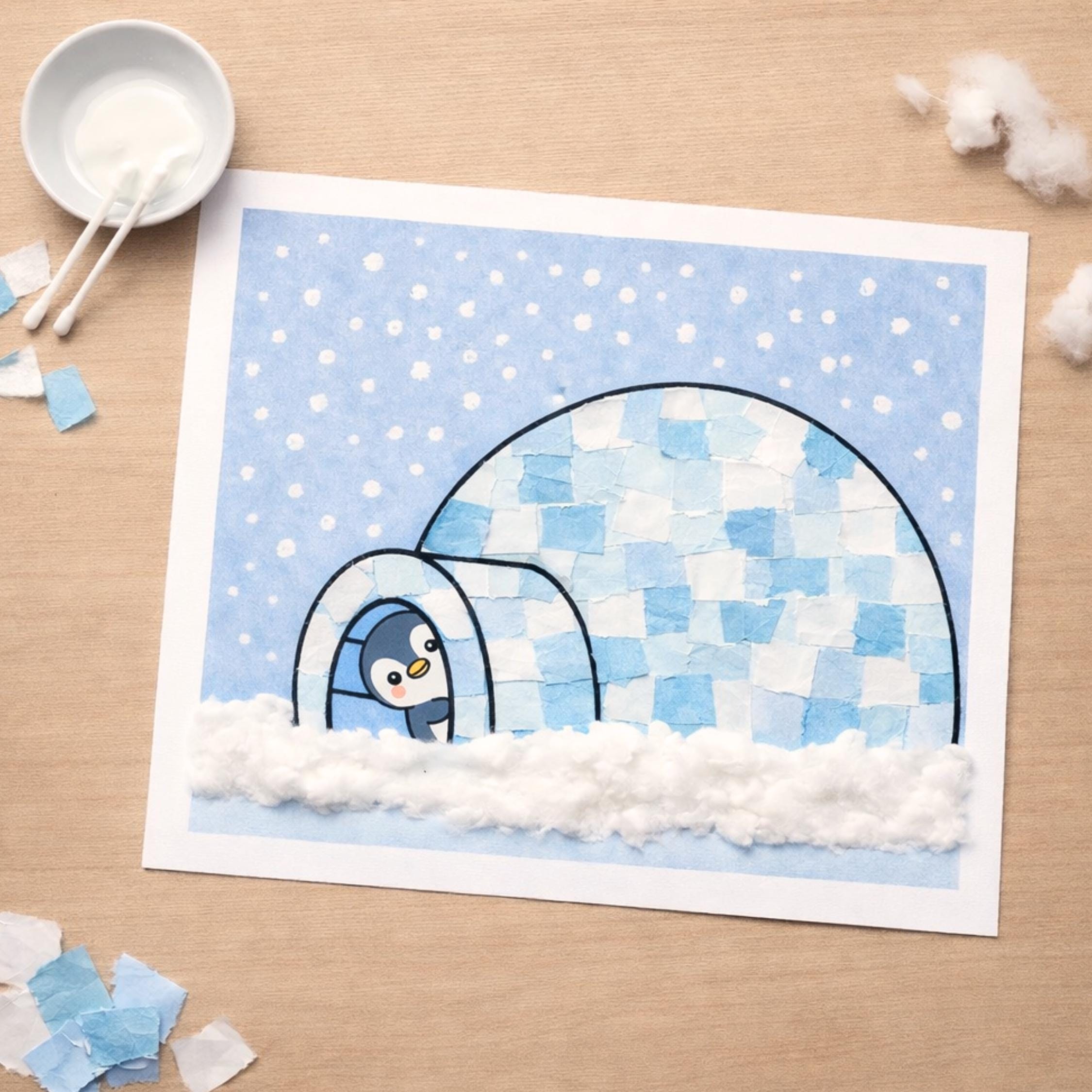 Penguin Igloo Craft Printable Winter Activity Template Preschool ...