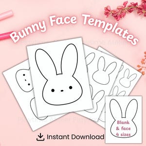 Printable Bunny Head Template Cut Out Patterns Spring Nature Craft PDF for Kids Preschool Classroom Decor Coloring Cutting Activity