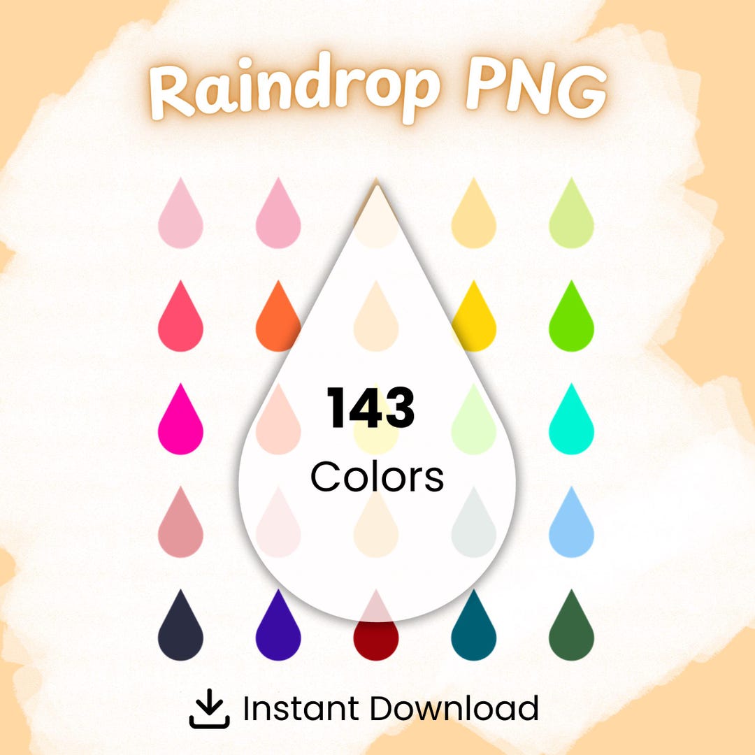 Raindrop PNG Clipart 143 Color Bundle Simple Minimal Shape Cut File ...