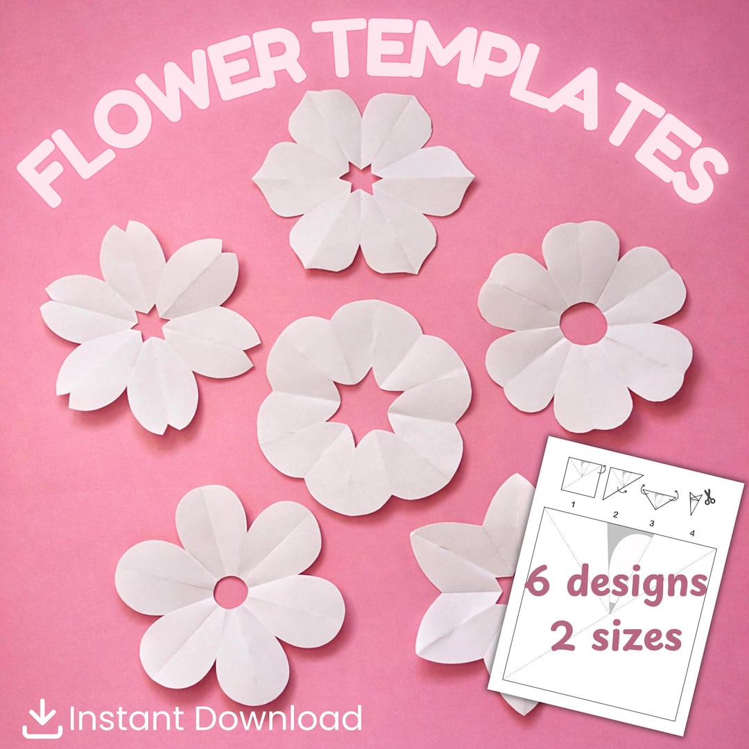 Paper Flower Craft Template Flower Cut Out Printable Patterns Spring ...