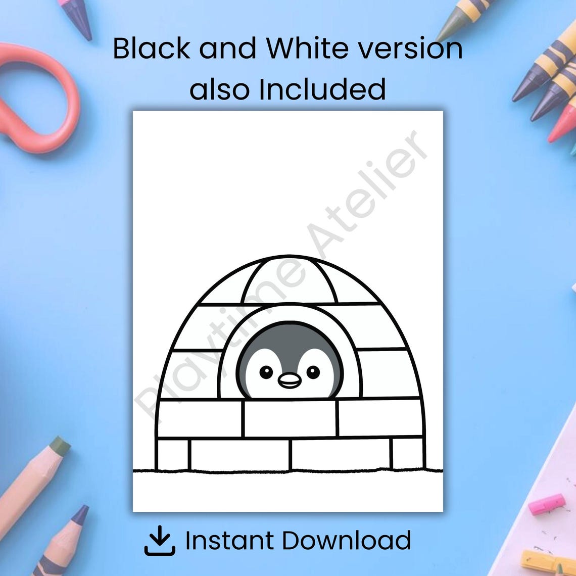 Penguin Igloo Craft Printable Winter Activity Template Preschool ...