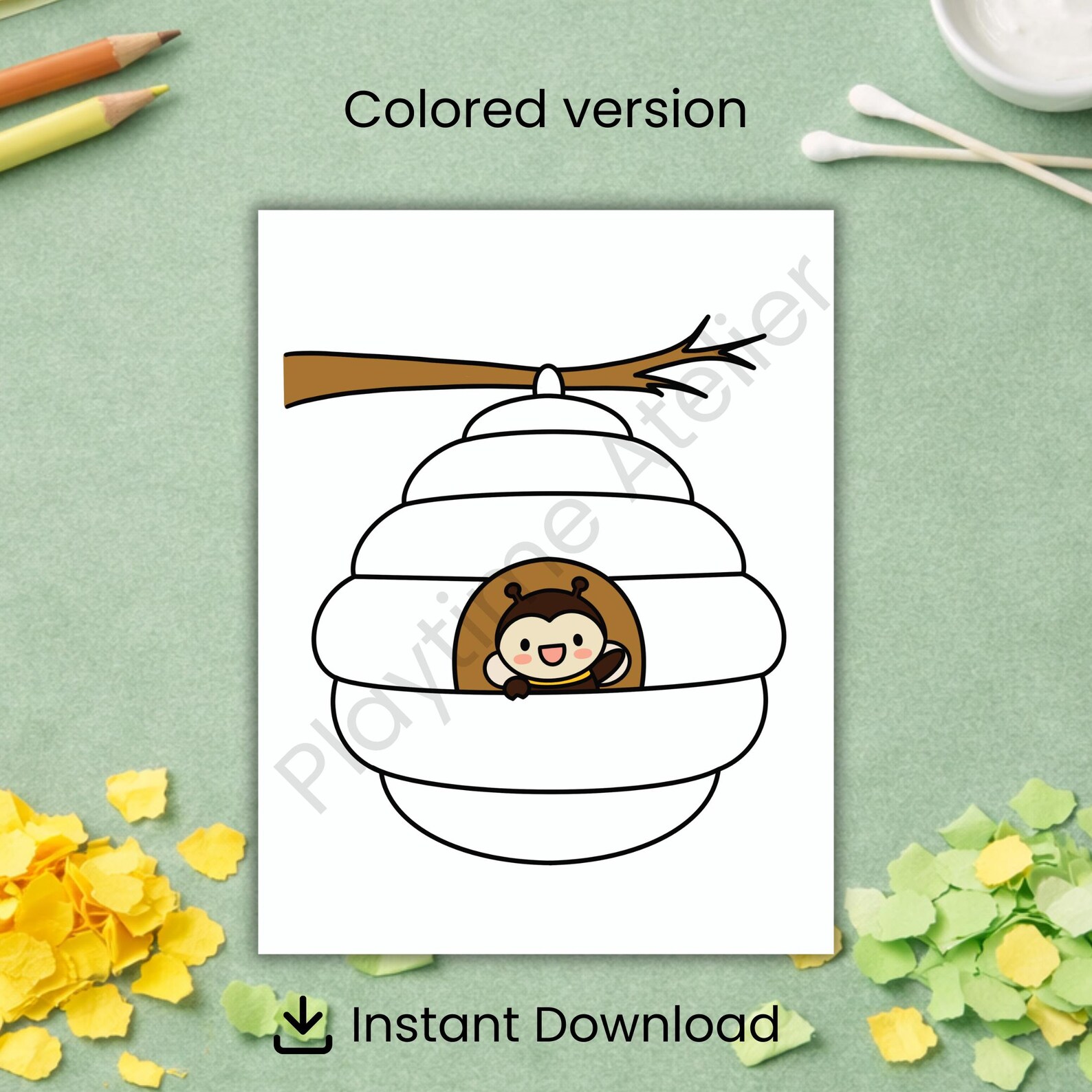 Spring Bee Craft Printable for Kids Preschool and Kindergarten Torn ...