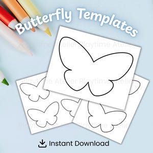 Printable Butterfly Template Cut Out PDF Outline Pattern Preschool Scissor Skills Cutting Practice Classroom Decor Coloring Craft