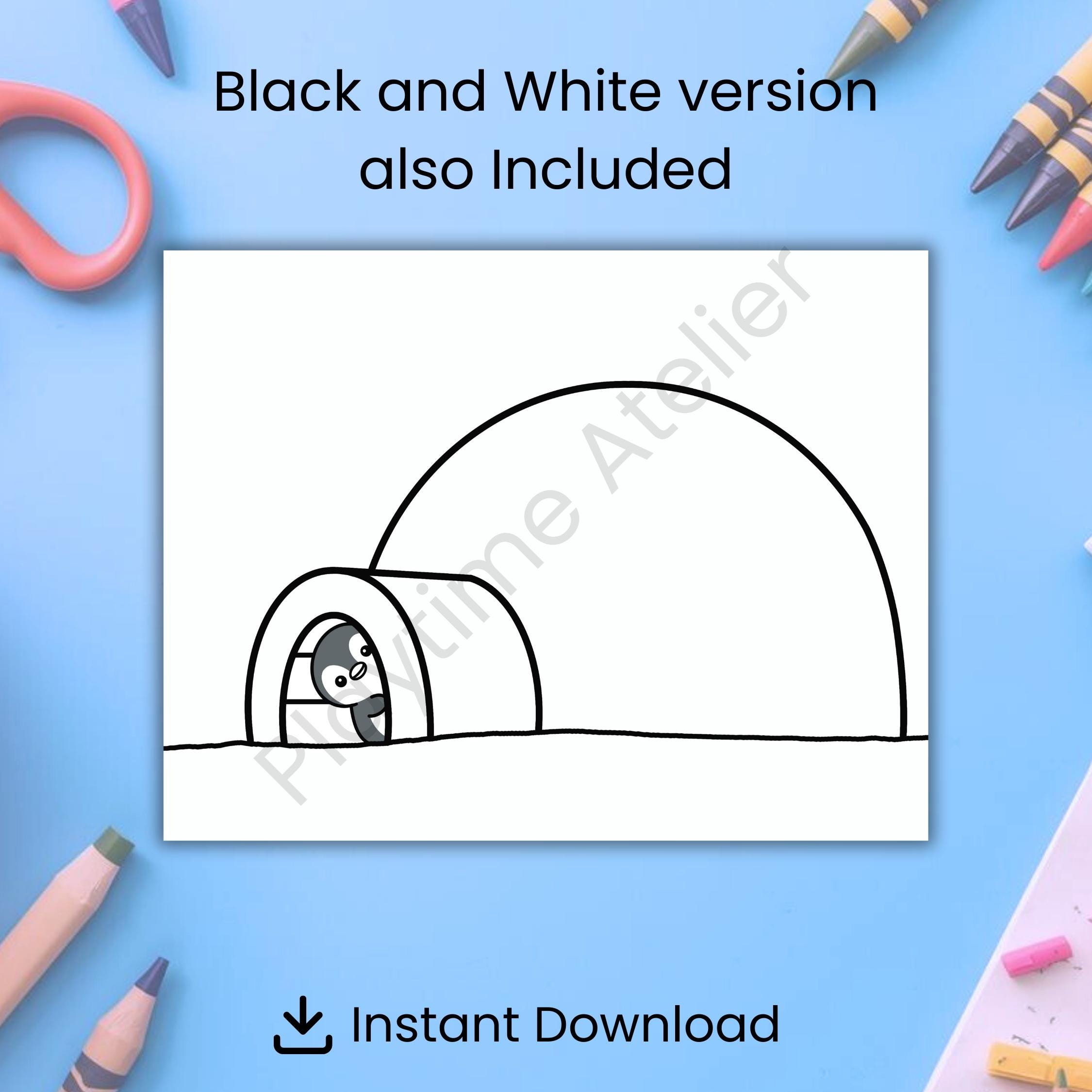 Penguin Igloo Craft Printable Winter Activity Template Preschool ...