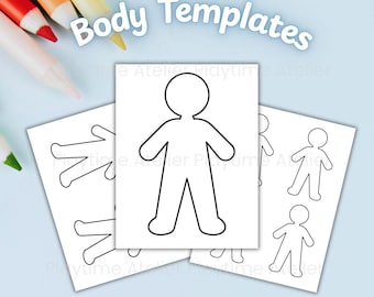 Modèle de corps vierge imprimable Corps de base découpé Modèles de forme de corps pour la classe préscolaire, tableau d'affichage, décoration pour enfants, activité artisanale PDF
