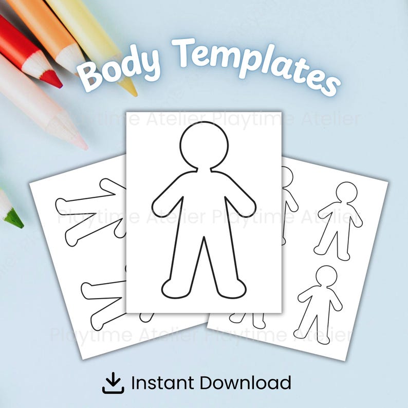 Blank Body Template Printable Basic Body Cut Out Body Shape Patterns ...