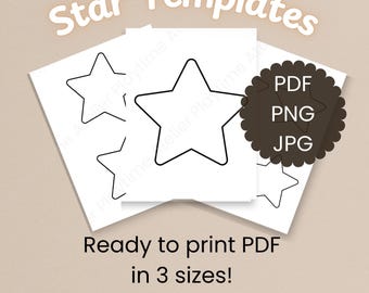 Printable Star Template Cut Out Pattern PDF for Kids Crafts Classroom Holiday Coloring Activities Winter Window Decor Outline PNG JPG