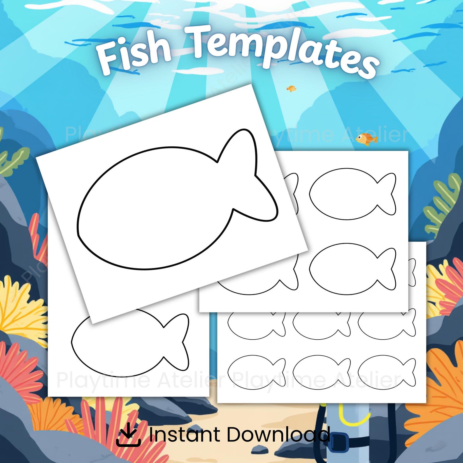 Fish Shapes Pattern Printable Fish Cut Out Template Fish Shape Pattern Preschool Classroom ...