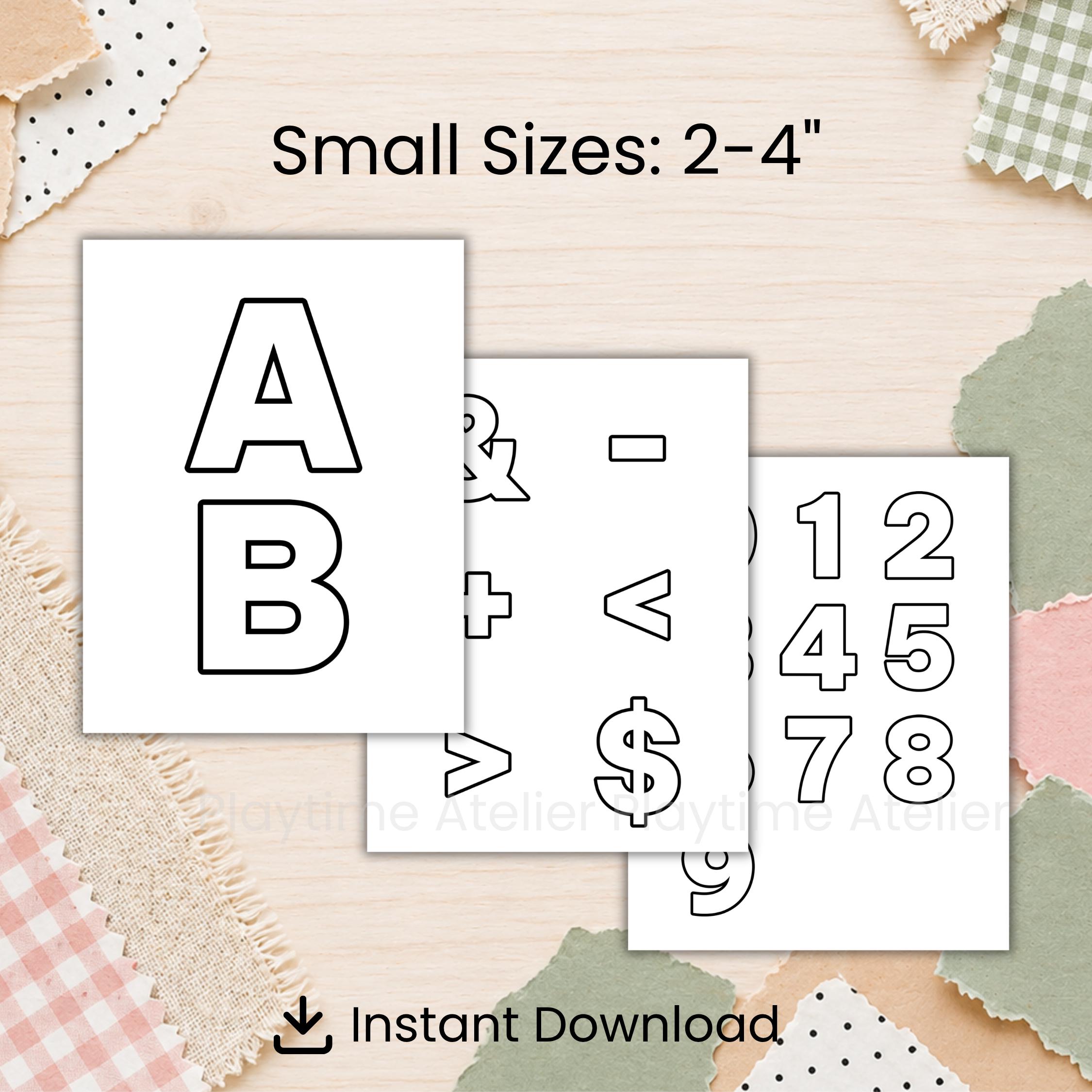 Printable Block Letters Numbers Symbols 7 6 5 4 3 2 Inch Cut Out Puffy ...
