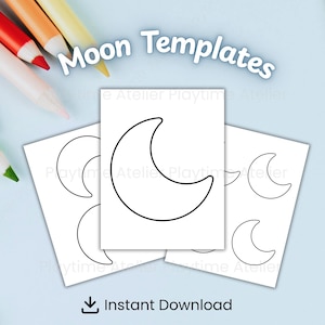 Printable Moon Template Cut Out PDF Weather Unit Outline Pattern Preschool Scissor Skills Cutting Practice Classroom Decor Coloring Craft