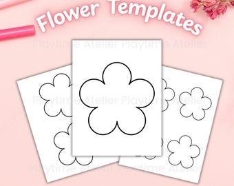 Printable Flower Template Cut Out Patterns Spring Nature Craft PDF for Kids Preschool Classroom Decor Coloring Cutting Activity