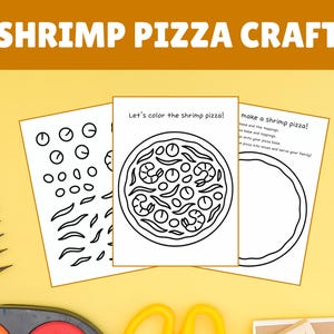 Shrimp Pizza Craft Printable PDF Color Cut and Paste Activity for Kids Pizza Making Fun Kindergarten Preschool Pre-K Learning Cutting Skills