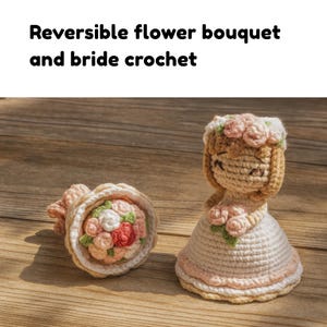 Ramo de flores reversible y novia a crochet, regalo de boda, crochet, patrones de crochet, regalos de crochet, diseño digital, descarga de crochet