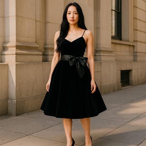 vintage little black dress with bow designer vintage black dress