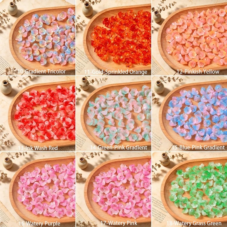 Vibrant Lily-of-the-Valley Beads, Elegant Floral Spacer Charms, Handmade Jewelry Parts, Artistic DIY Accessory, Unique Gift for Her image 19