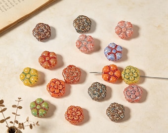 Glass Beads Collection, Variety of Shapes Including Leaves, Flowers, and Pumpkins, Multi Jewelry Making Findings, DIY Craft Supplies