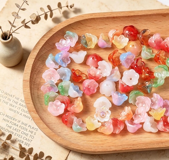 50pcs Vibrant Lily-of-the-Valley Beads, Elegant Floral Spacer Charms, Handmade Jewelry Parts, Artistic DIY Accessory, Unique Gift for Her