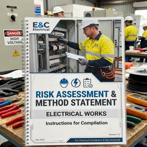 Electrical RAMS Template UK — CDM 2015 Compliant Risk Assessment & Method Statement — Editable Word Document