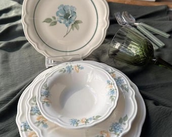 Juego de vajilla de 48 piezas para 12 personas, juego de platos florales de porcelana, vajilla de estilo vintage, apto para lavavajillas, regalo para un nuevo hogar.