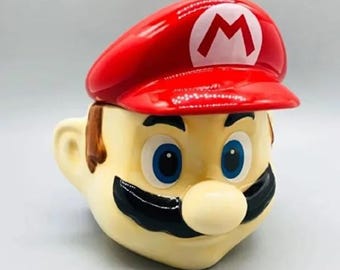 Taza de cerámica 3D de Super Mario con tapa y sombrero, taza de café inspirada en Nintendo.
