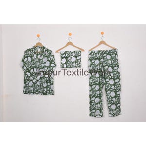 Floral Print Shirt Pant With Bag, Indian Summer Wear Night Dress, Comfortable Night Wear Dress, Pajama Suit,Block Print Cotton Pajama Set