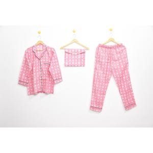 Hand Block Night Suits, Summer Style Cotton PJ Set, Lounge and Sleepwear, Women Pants Shirt Set, Indian Cotton Pajama,cotton night dress