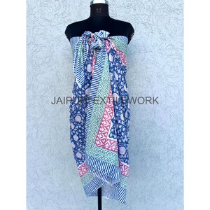 Women Pareos 100% Cotton,Block print sarongs Indian Hand Block Print Swimwear Sarongs & Cover-Ups cotton dresss kimono cover up
