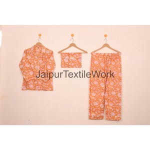 Indian Pajama,Cotton Short Pj Set,Bridesmaids Long pajama Set,Indian Cotton Pj Set/Hand block cotton print long women&#39;s pajama sets