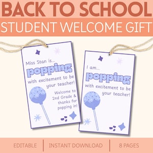 First Day of School Gift Tag Editable Meet The Teacher Student Gift Printable Tags Open House Night Treat Tags Favor Back to School Gift Tag