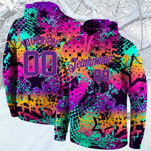 Custom Color Splash Hoodie – Personalized Name & Number – Neon Star Streetwear – Unisex Team Pullover Gift