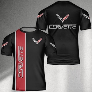 Corvette Racing Graphic T-Shirt: Black & Red Sports Car Tee