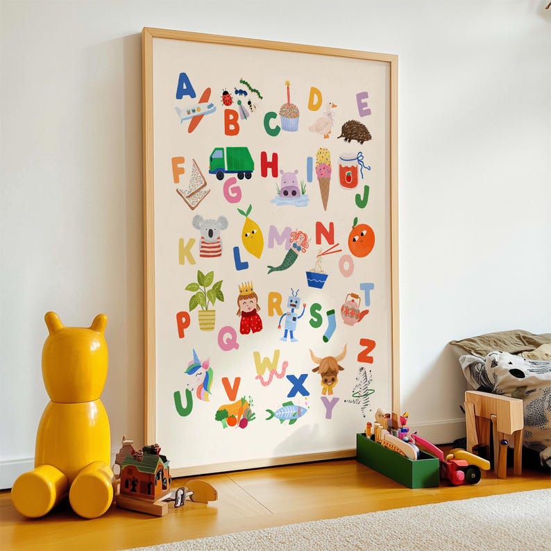 Rainbow Alphabet Poster: Playful ABC Nursery Decor (Digital Download) image 2