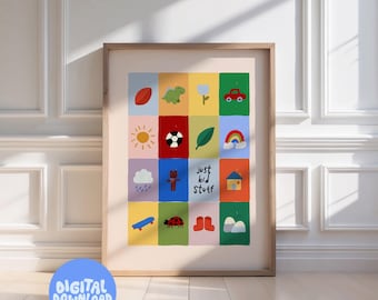 Just Kid Stuff Colorful Kids Room Wall Art Print: Playful Nursery Decor (Digital Download)