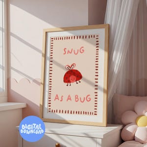 Snug as a Bug Wall Art - Ladybug Nursery Decoration, Kids Room, Baby Shower Gift, Playroom Decor, Girls & Boys Room, Gifts for Her, Cute