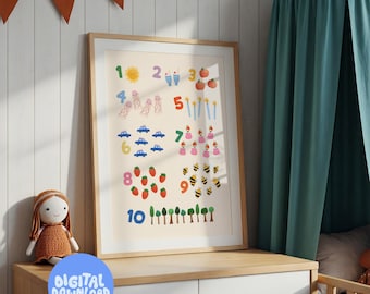 Counting Educational Poster: Nursery & Homeschool Decor (Digital Download, PDF Files, 11x14" - A1 Sizes)